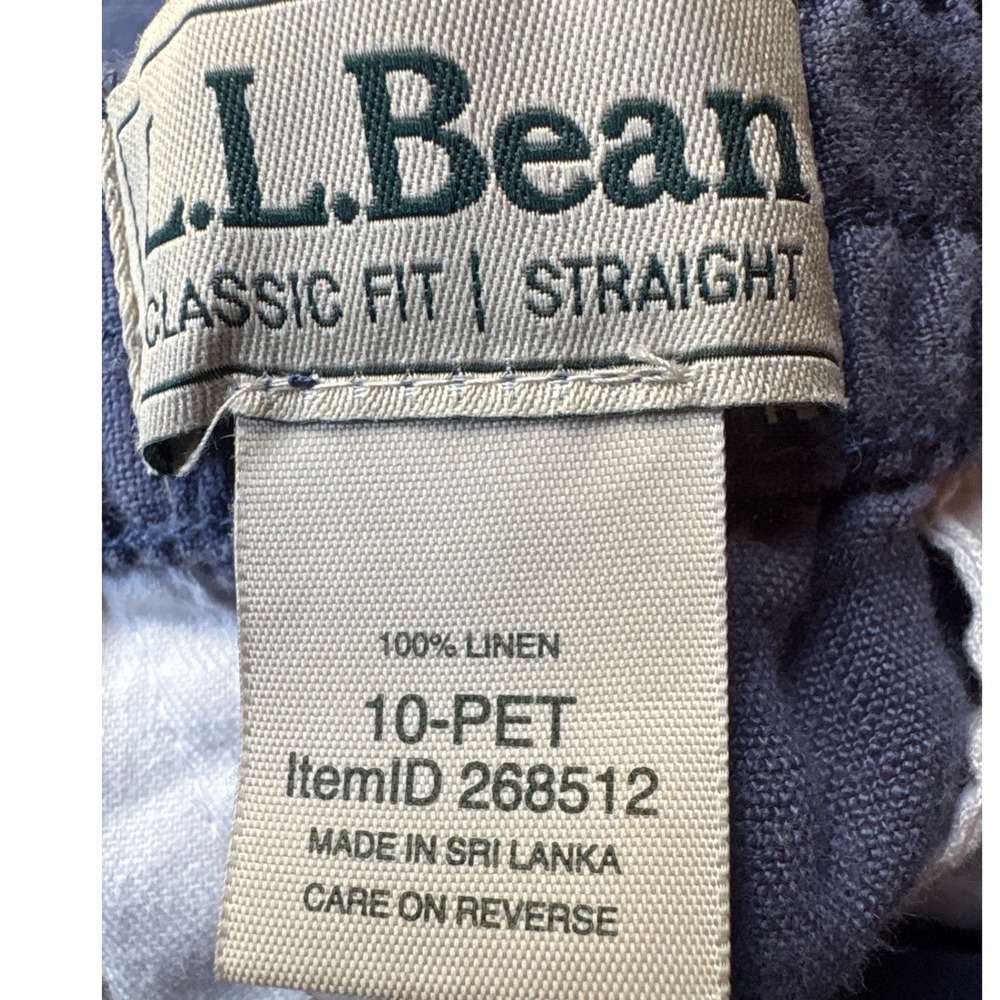 LL Bean Womens Blue 100% Linen Classic Fit Straight Leg Pants 10 Petite 268512 - Picture 6 of 7